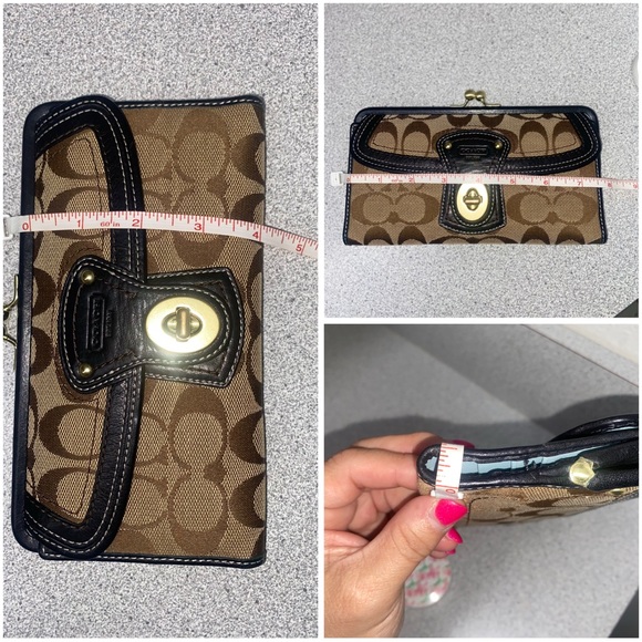 Coach Legacy Kisslock and Turnlock Tan and Black Wallet EUC - Picture 16 of 16